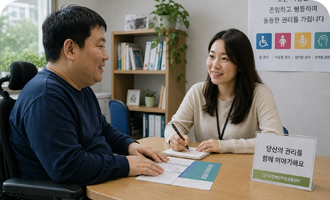 우리이웃장애인자립생활센터에서 진행하는 권익옹호사업 중 하나인 당사자 중심 권리회복을 위한 개별권익옹호 활동 사진